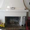 Plaster Fireplace with Batchelder Tile Hearth