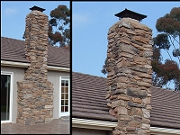 Rustic stone veneer chimney - Click here for larger view 