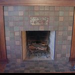 Batchelder Tile fireplace close up - Click here for larger view 