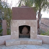 Contemporary Custom Masonry Outdoor Gas Fireplace with fire glass