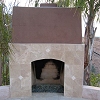 Contemporary Custom Masonry Outdoor Gas Fireplace with fire glass
